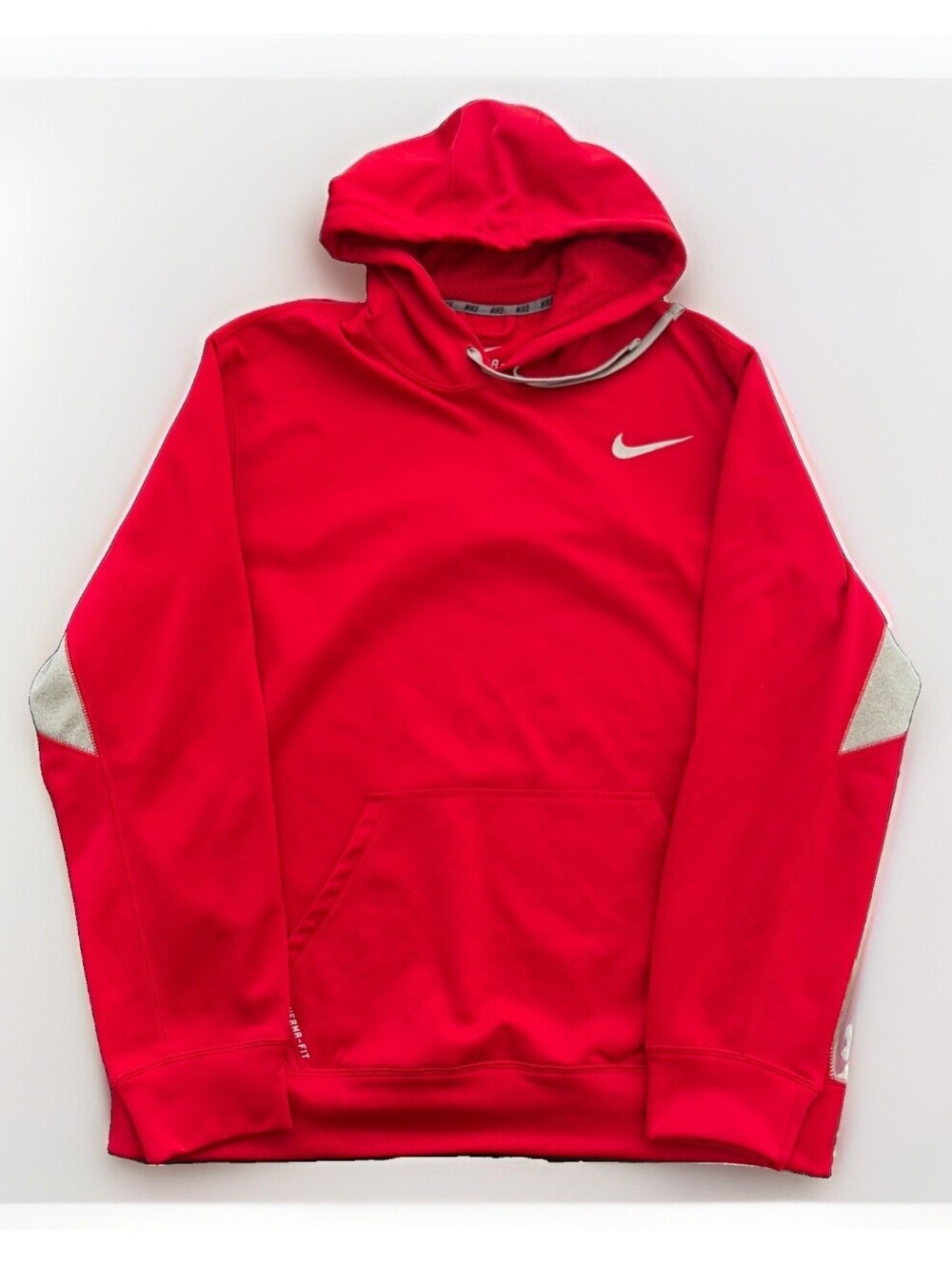 Nike Men's Therma-FIT Red Pullover Hoodie Fleece Long Sleeve Pockets Size L